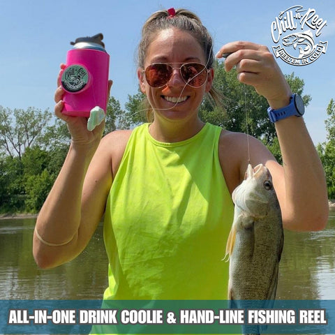 Chill-N-Reel pink can cooler foam insulator insert keeps drinks cold