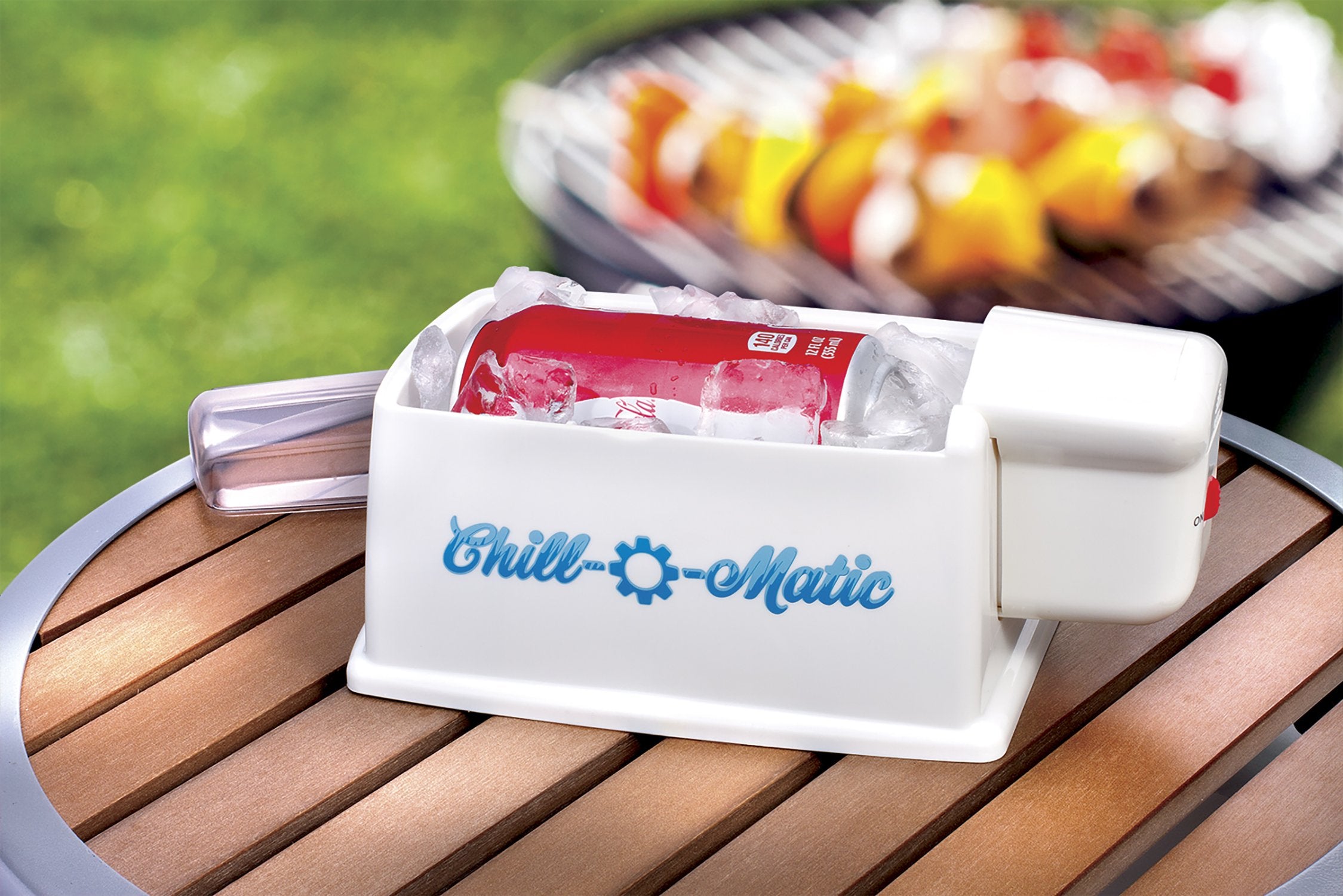 Chill-O-Matic portable, battery-powered cooler for on the go.