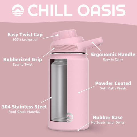 Chill Oasis silicone gasket close-up emphasizes leak protection.