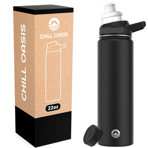 Chill Oasis bottle with lid and cap for quick, spill-free hydration