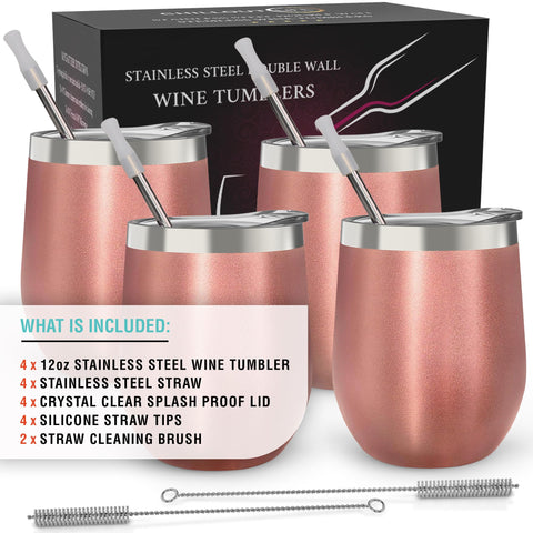 Chillout Life rose-gold tumbler with straw for on-the-go sipping.