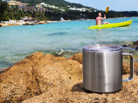 CHILLOUT LIFE non-slip exterior mug stays secure in hand during commutes.