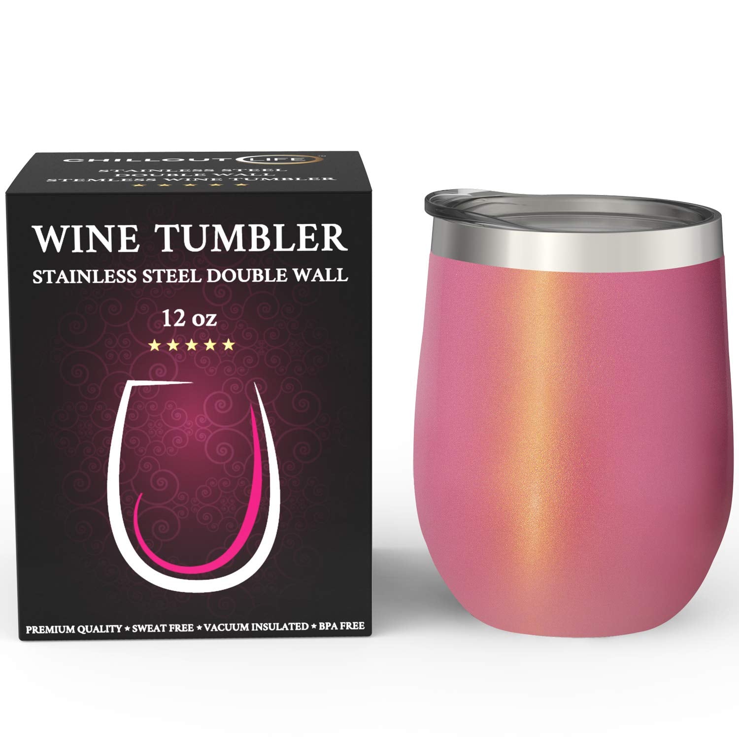 CHILLOUT LIFE 12 oz tumbler with lid removed, ideal for on-the-go beverages.