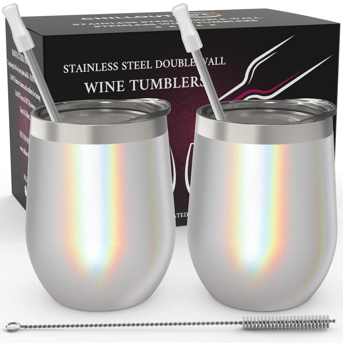 CHILLOUT LIFE 12 oz wine tumbler with double-wall insulation keeps drinks cold longer