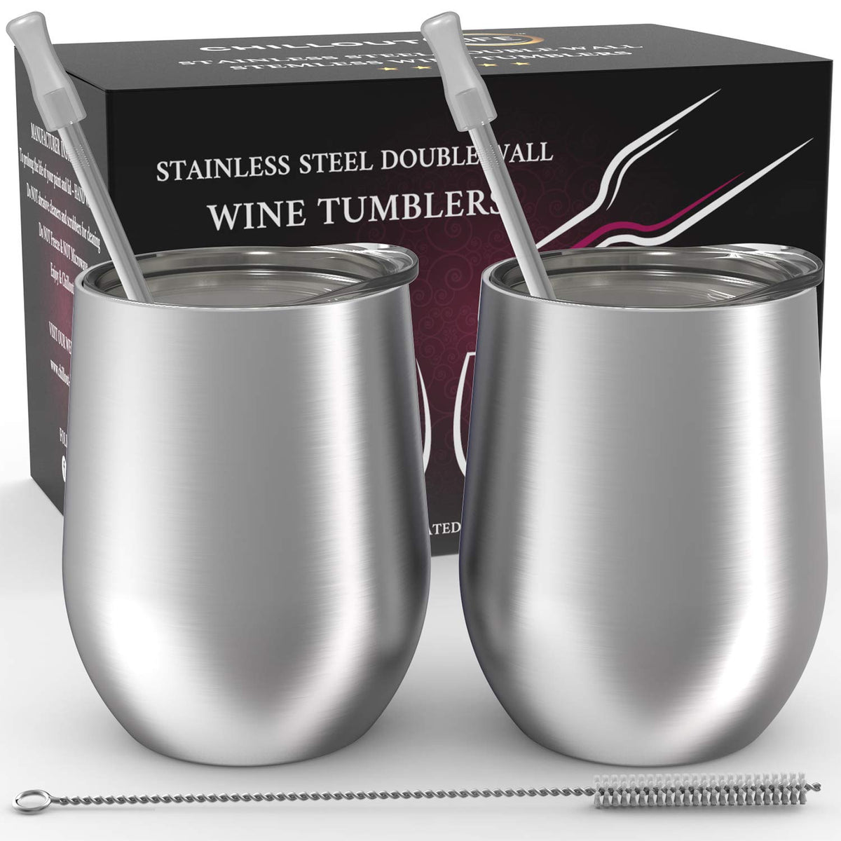 CHILLOUT LIFE 12oz wine tumbler pair for outdoor picnics and beverages.