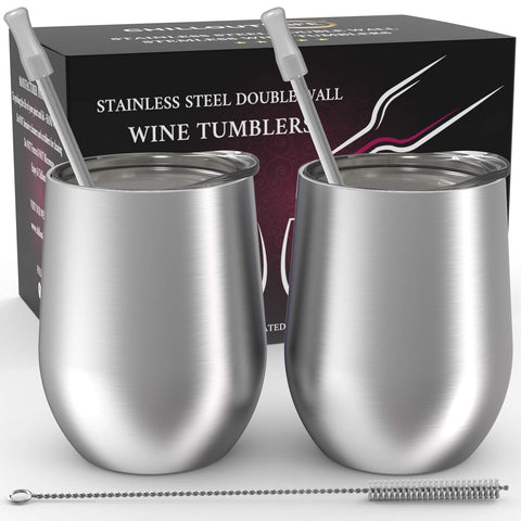 CHILLOUT LIFE 12oz wine tumbler pair for outdoor picnics and beverages.
