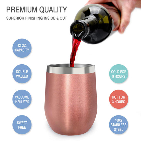 CHILLOUT LIFE close-up shows durable double-wall insulation and rose-gold finish.