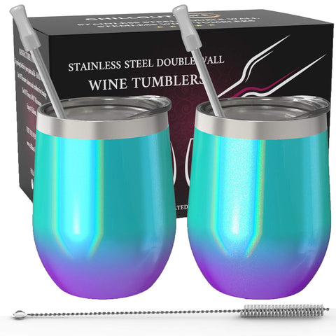 CHILLOUT LIFE Mermaid Sparkle 12oz tumbler lid and straw for easy sipping on the go.