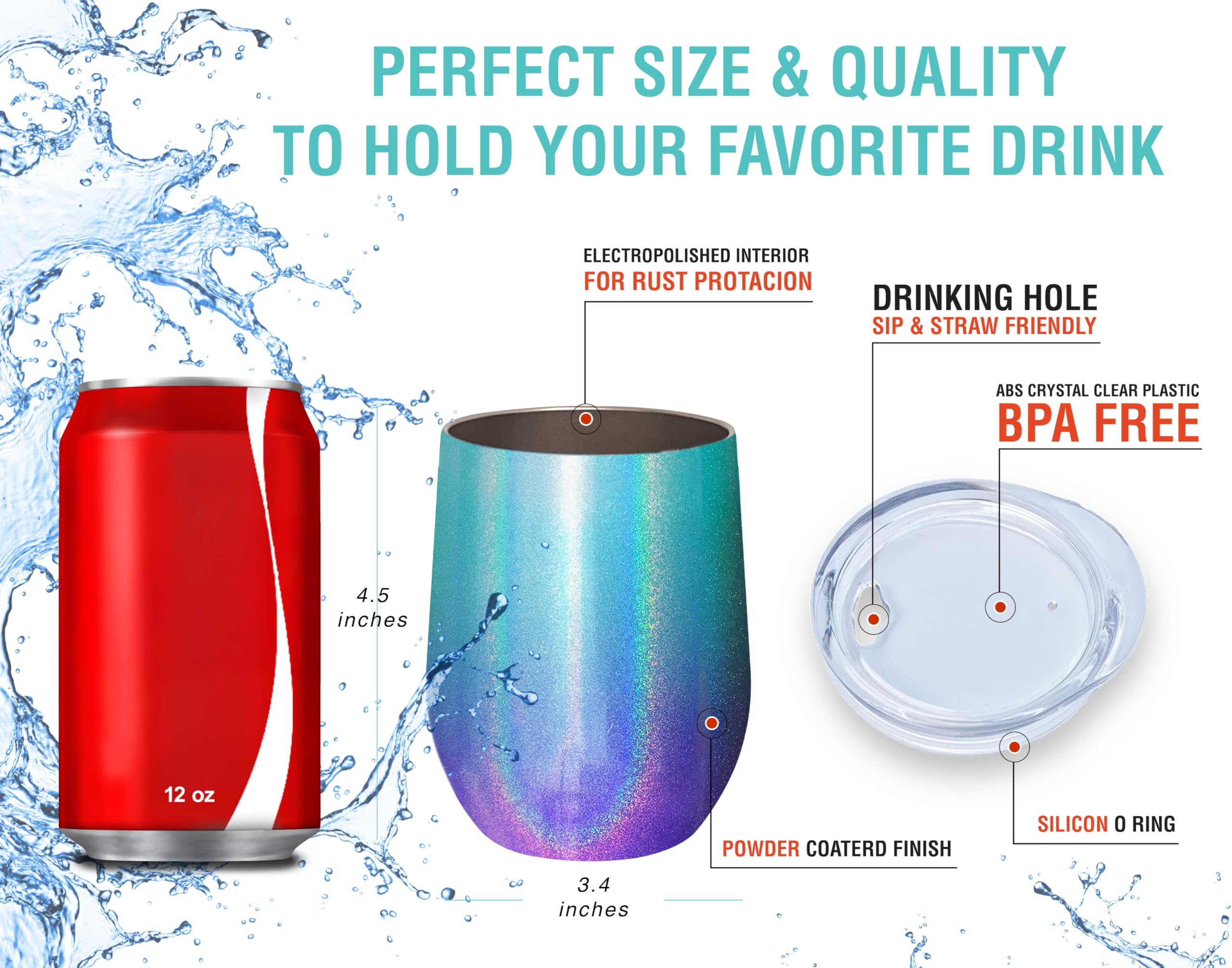 CHILLOUT LIFE Mermaid Sparkle 12oz unbreakable stainless tumbler for durability.