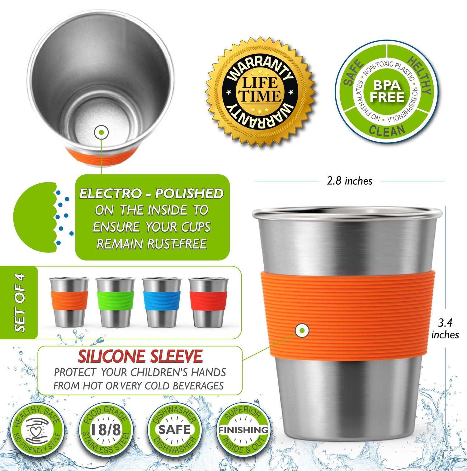 CHILLOUT LIFE 8oz cup with silicone lid enables spill-conscious sipping during adventures.