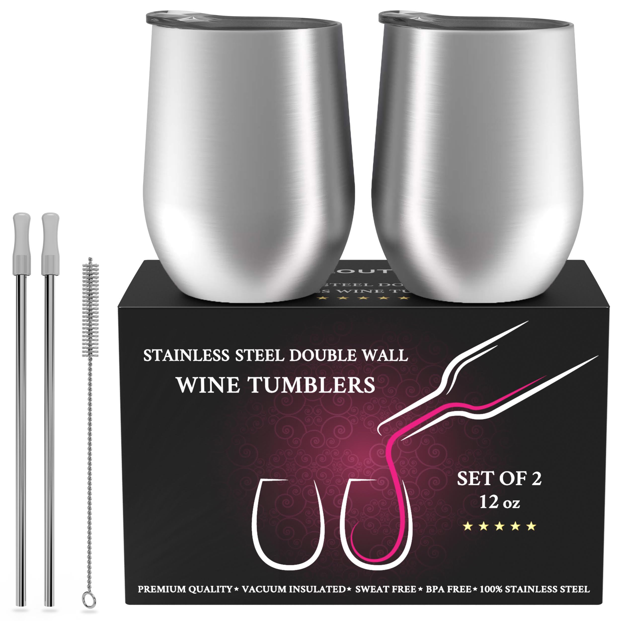 CHILLOUT LIFE stainless steel tumbler lid and straw set for easy sipping.