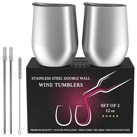 CHILLOUT LIFE stainless steel tumbler lid and straw set for easy sipping.