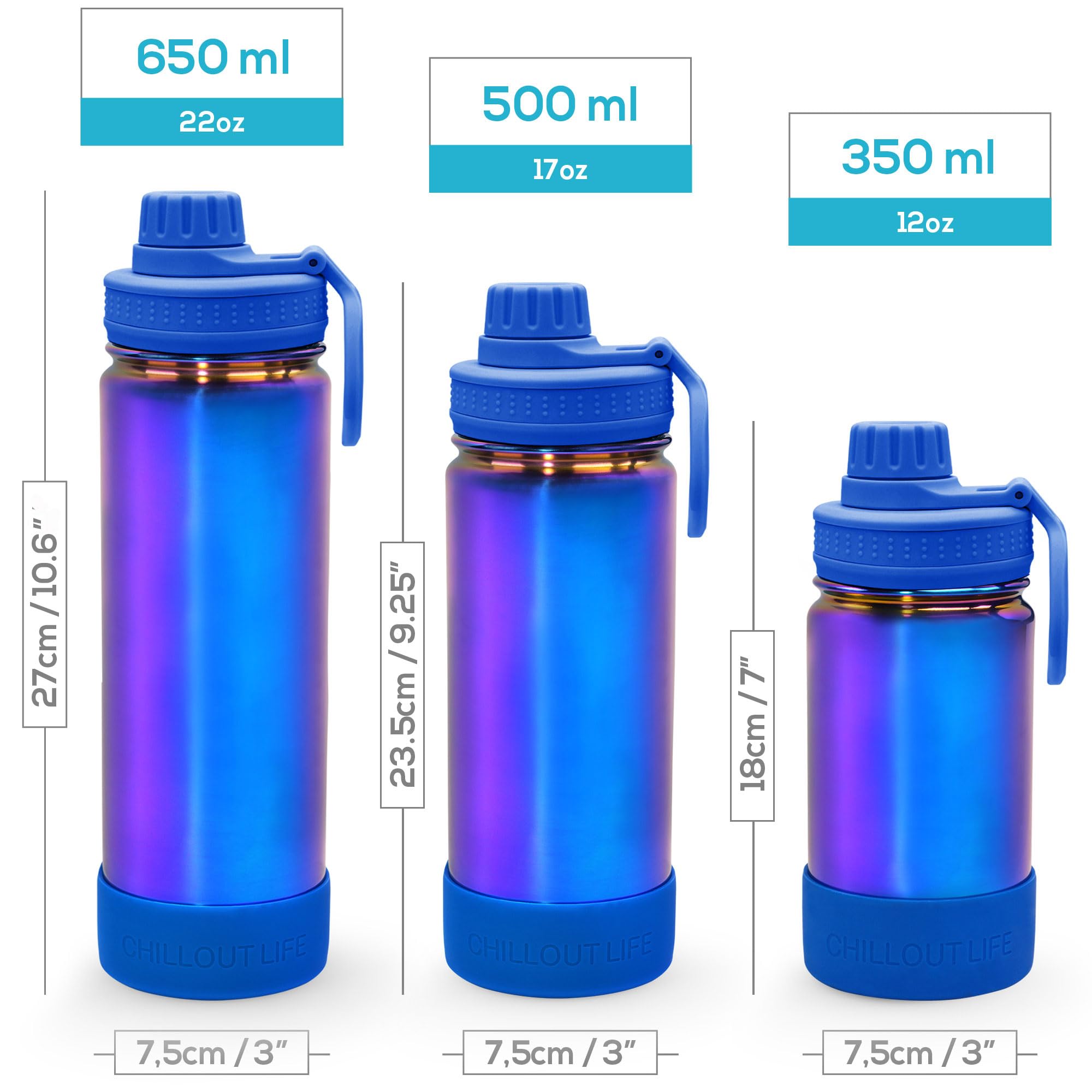 CHILLOUT LIFE 12oz insulated bottle keeps drinks cold up to 24 hours
