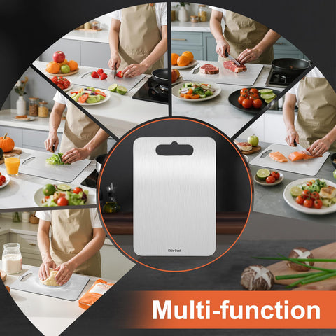 Chin-Best stainless board broad applications for fruits, vegetables, and meat prep.