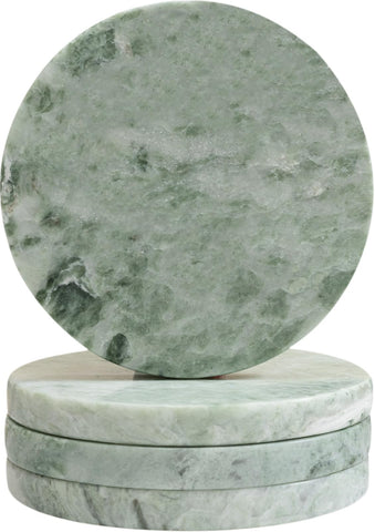 CHISELED ST DF SK green marble coasters set of 4 protect surfaces with natural stone elegance.