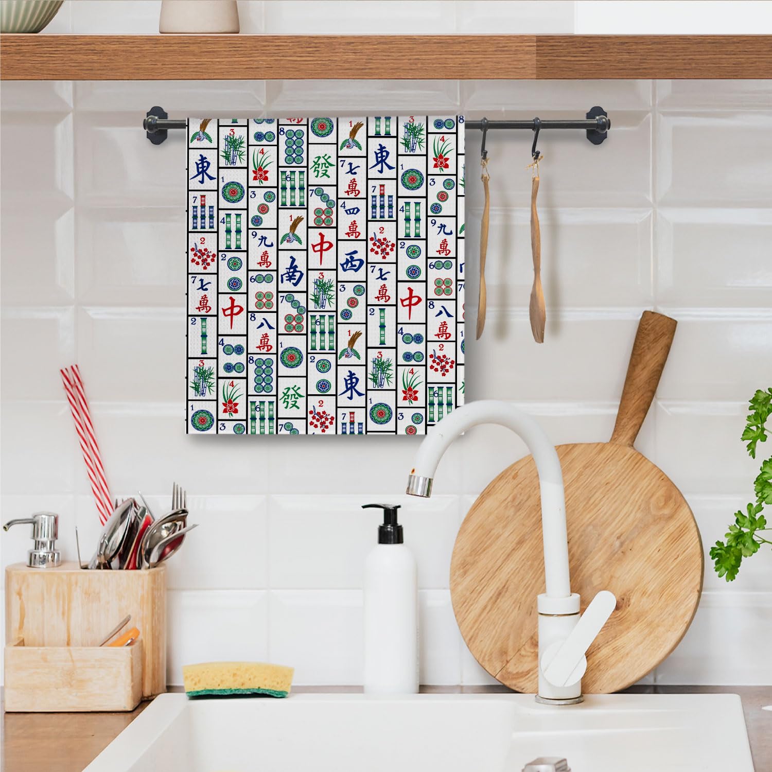 ChissNook Mahjong towel durable fabric and machine washable for long-lasting use.