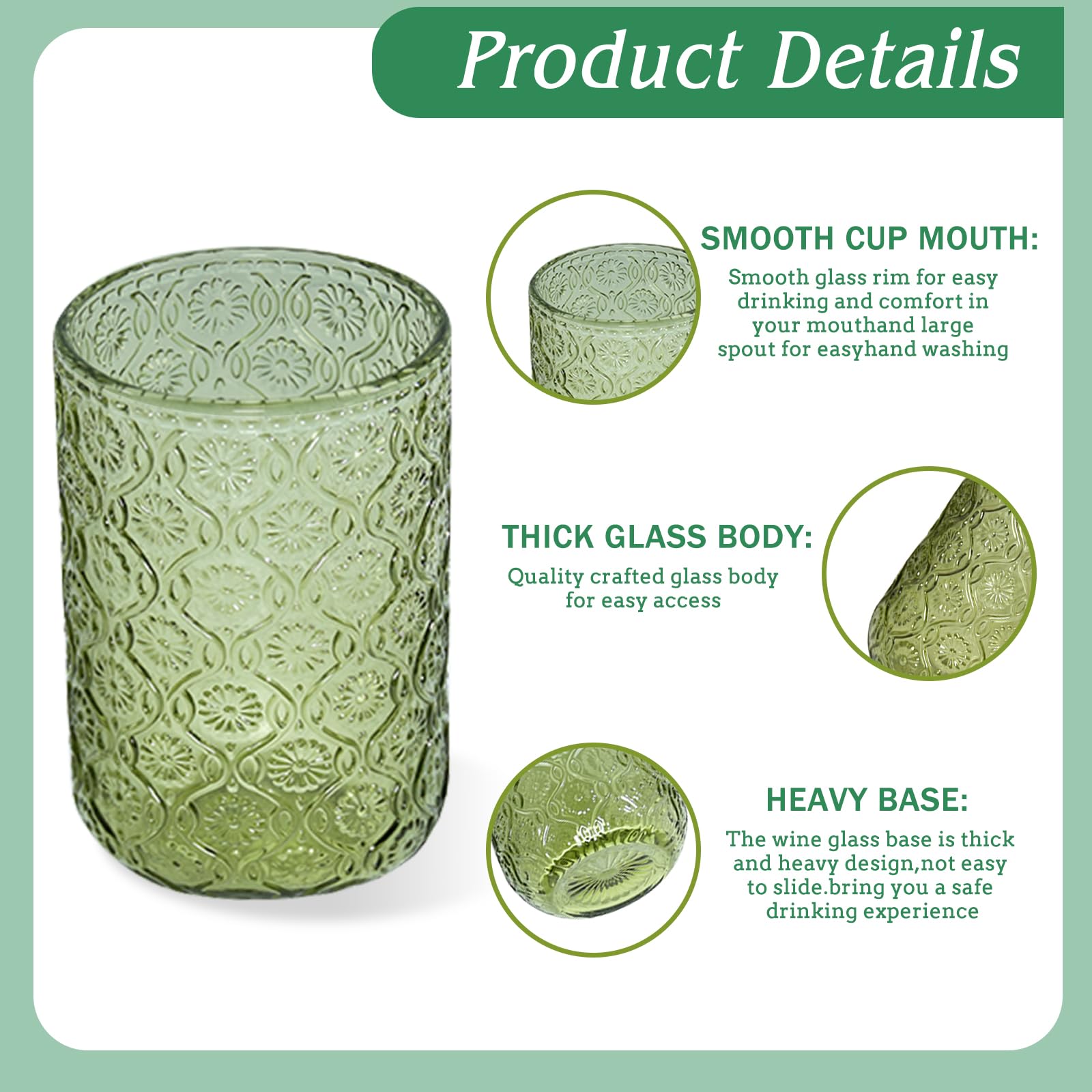 CHLJAR 14oz green glassware ready for beer, juice, or cocktails