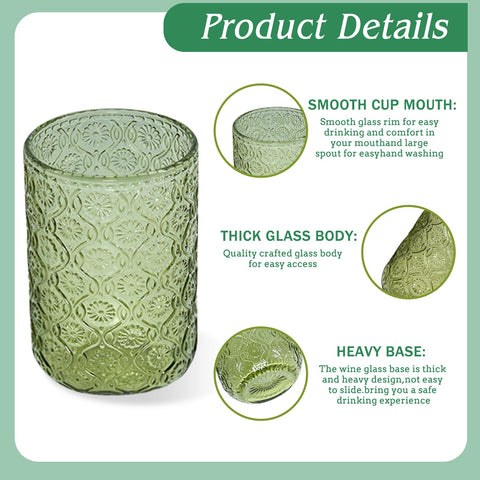 CHLJAR 14oz green glassware ready for beer, juice, or cocktails