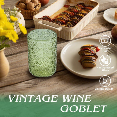 CHLJAR embossed green glasses on dining table brighten family meals