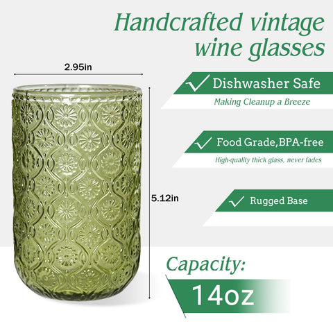 CHLJAR green hobnail glass closeup highlights grip-friendly embossed texture
