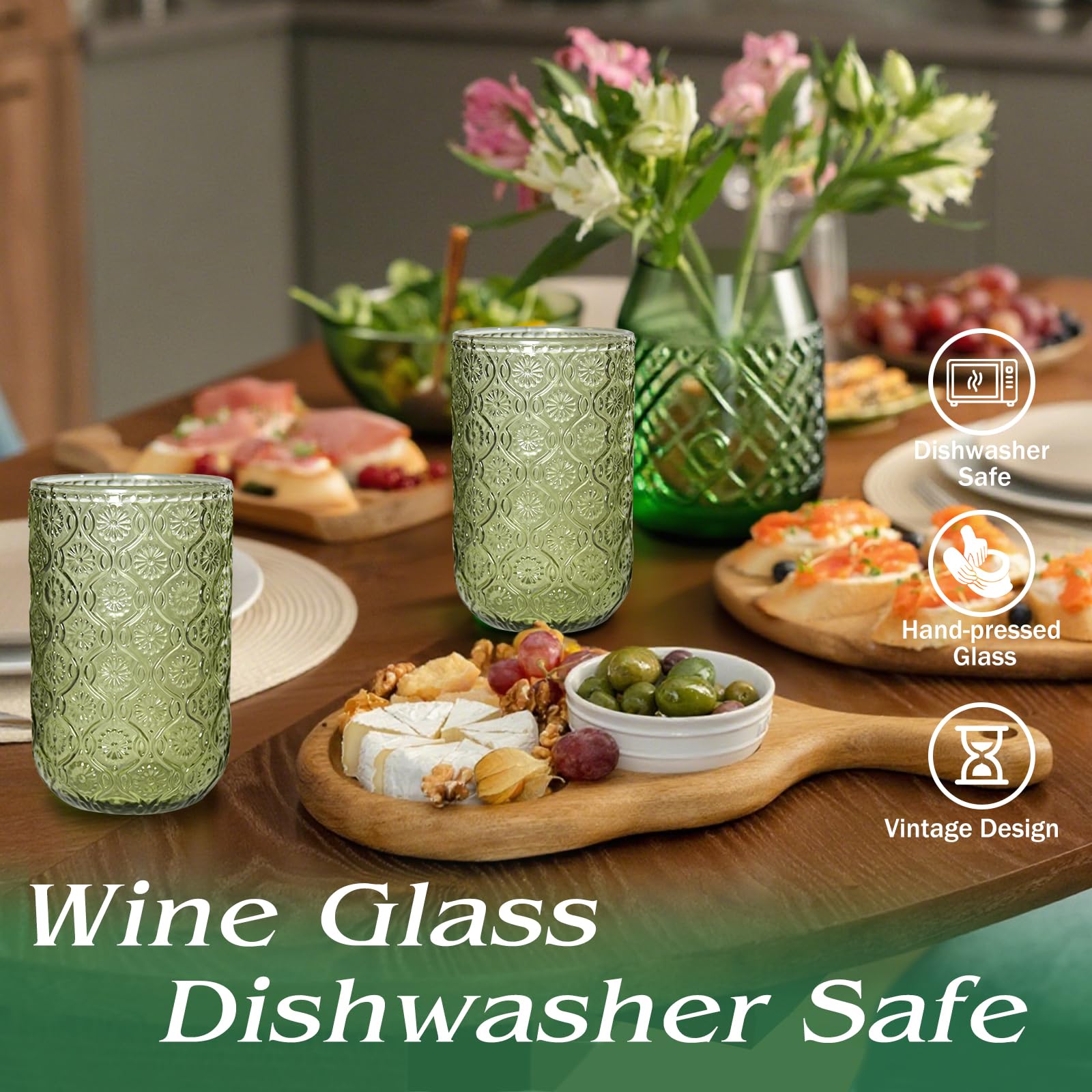 CHLJAR green hobnail glass for pour-and-serve gatherings