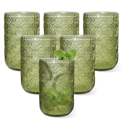 CHLJAR green vintage hobnail glass with embossed pattern for elegant table setting