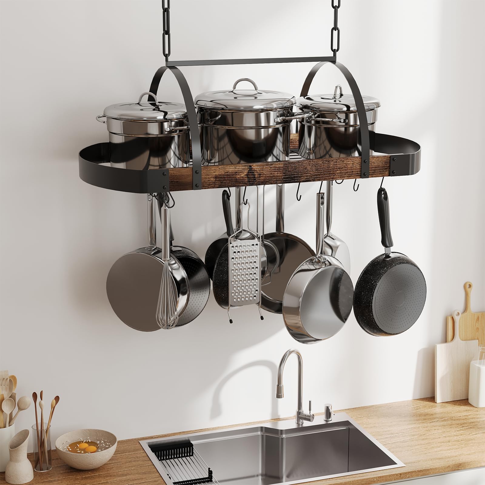 Chloraeon multi-functional hanger adapts for plants, tools, or cookware