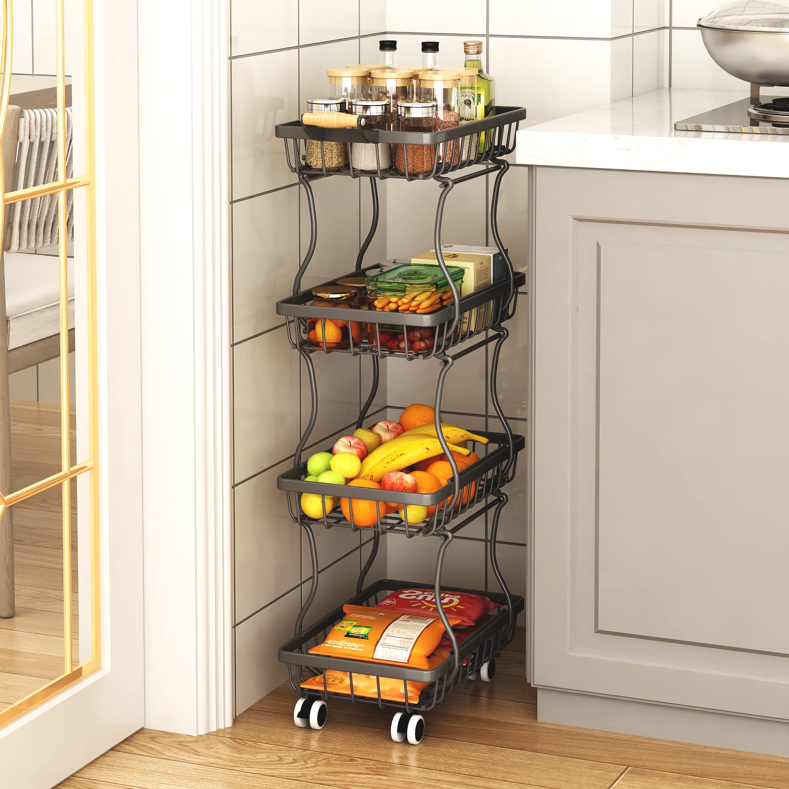 CHLORYARD detachable base baskets enable two-tier configurations for flexible storage options.
