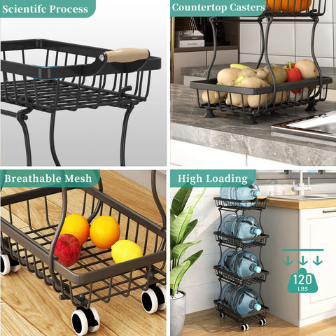 CHLORYARD kitchen pantry on wheels keeps produce organized and easy to move.