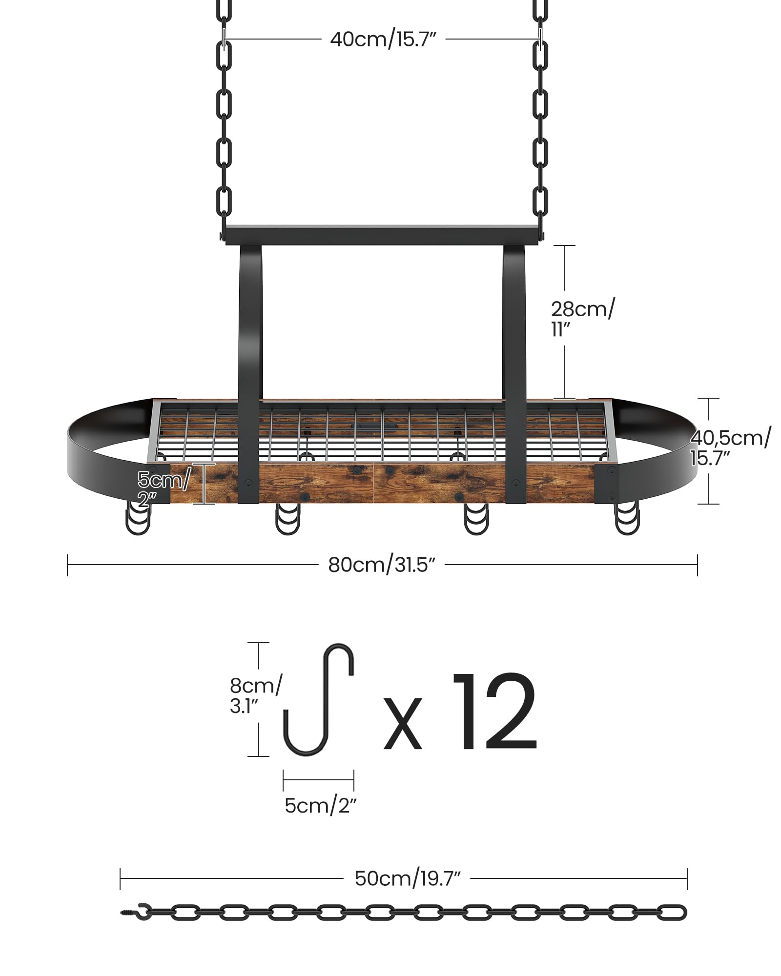 CHOEZON thickened double chains provide reliable support for cookware.