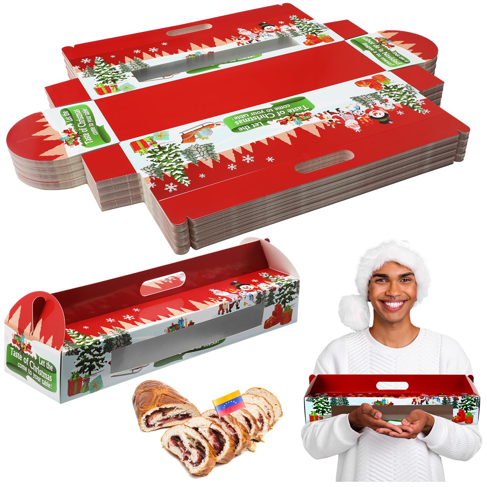 Cholemy Christmas bread box with window displays baked goods beautifully.