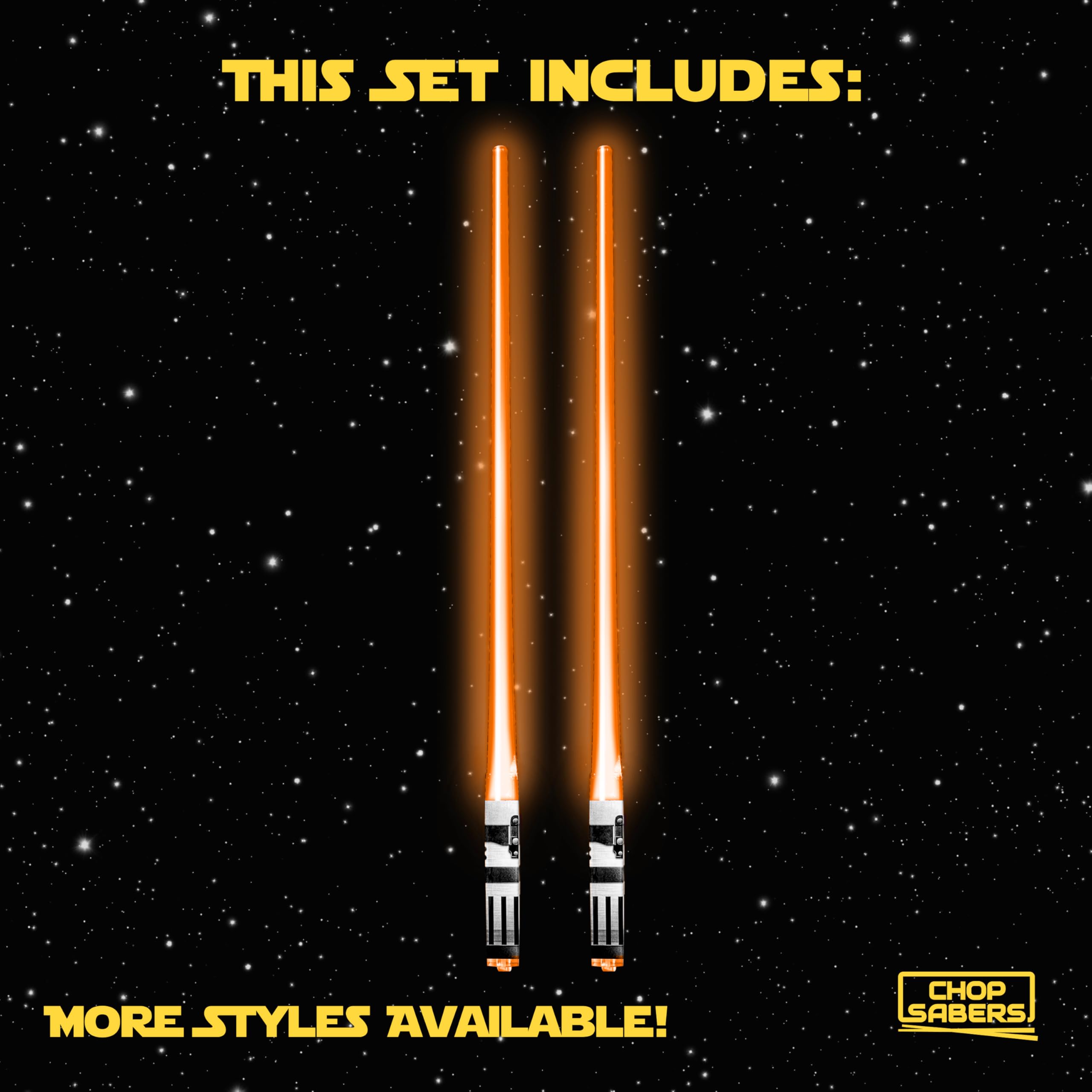 Chop Sabers orange dining chopsticks glow at a party