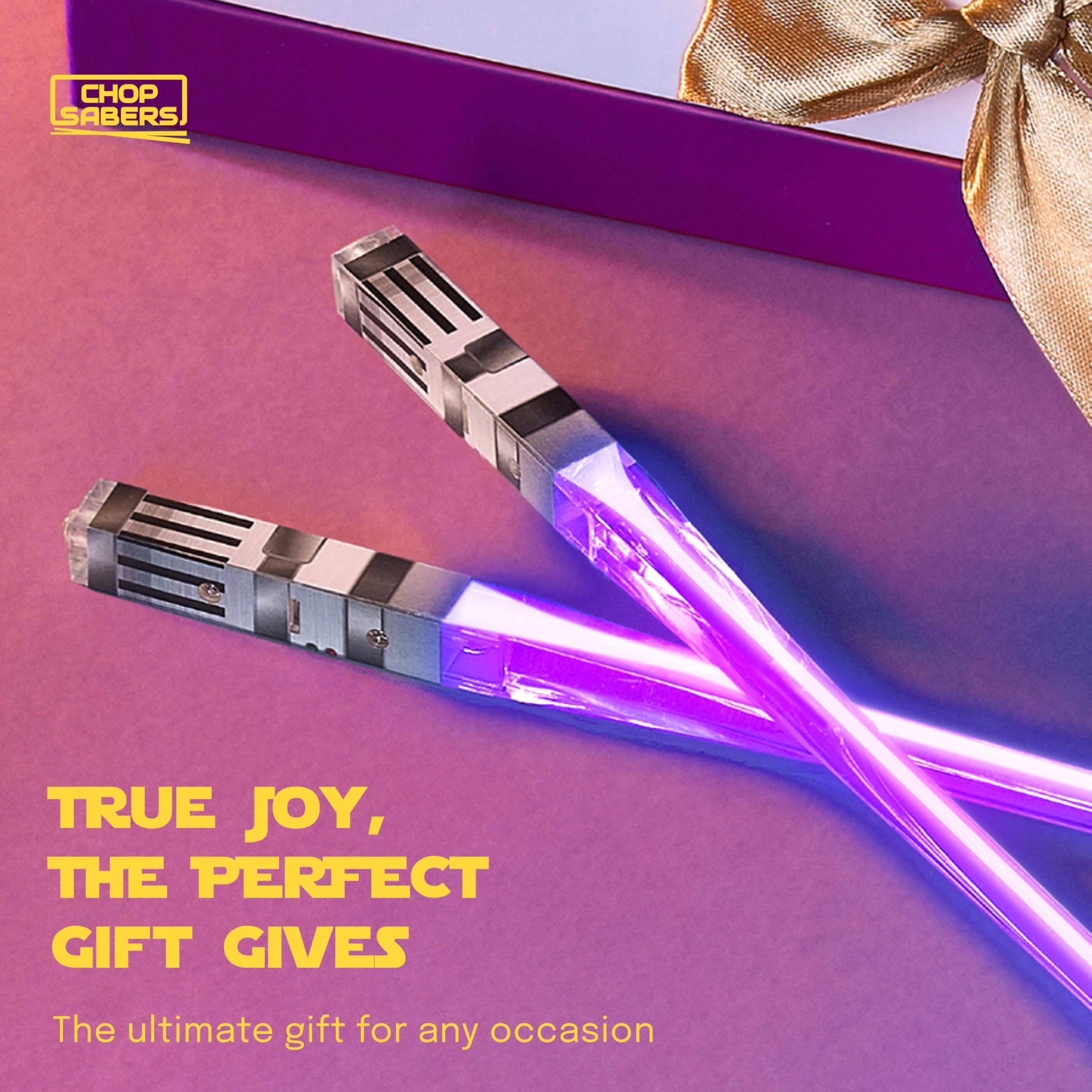 Chop Sabers portable light-up chopsticks for meals on the go.