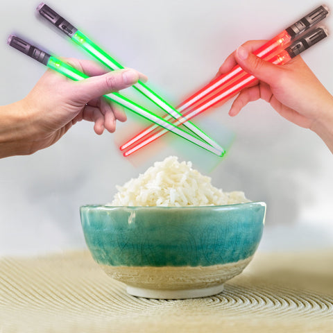 ChopSabers BPA-free plastic light-up chopsticks with on/off button