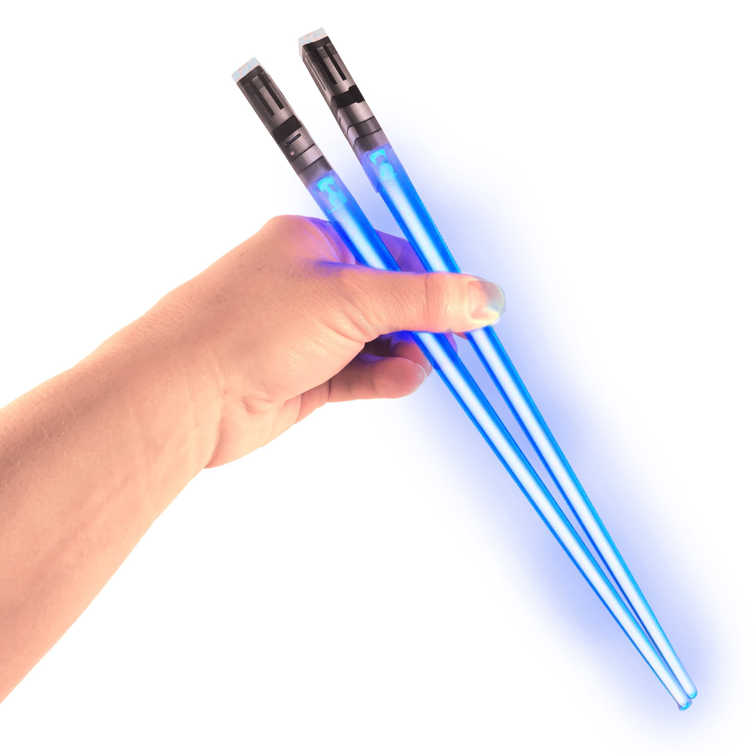 ChopSabers light-up blue lightsaber chopsticks glow for dramatic sushi nights.