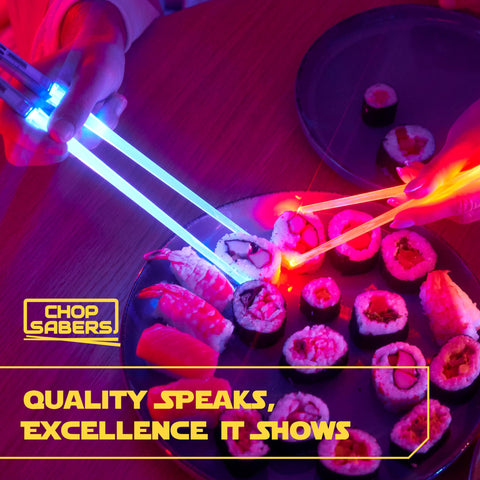 ChopSabers green LED chopsticks add playful ambiance to meals.