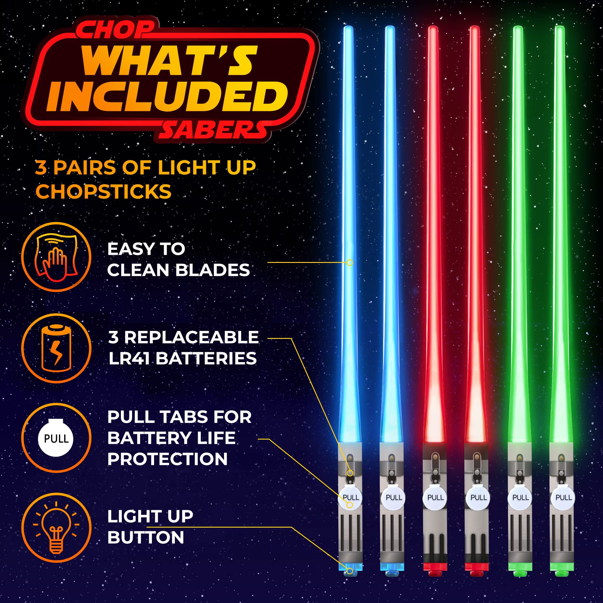 ChopSabers two-pair LED chopsticks add playful flair to meals