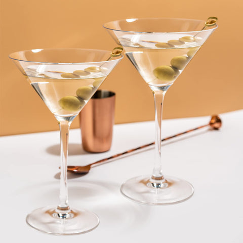 Chouggo hand-blown cocktail glasses, crafted by artisans for unique sipping experiences.