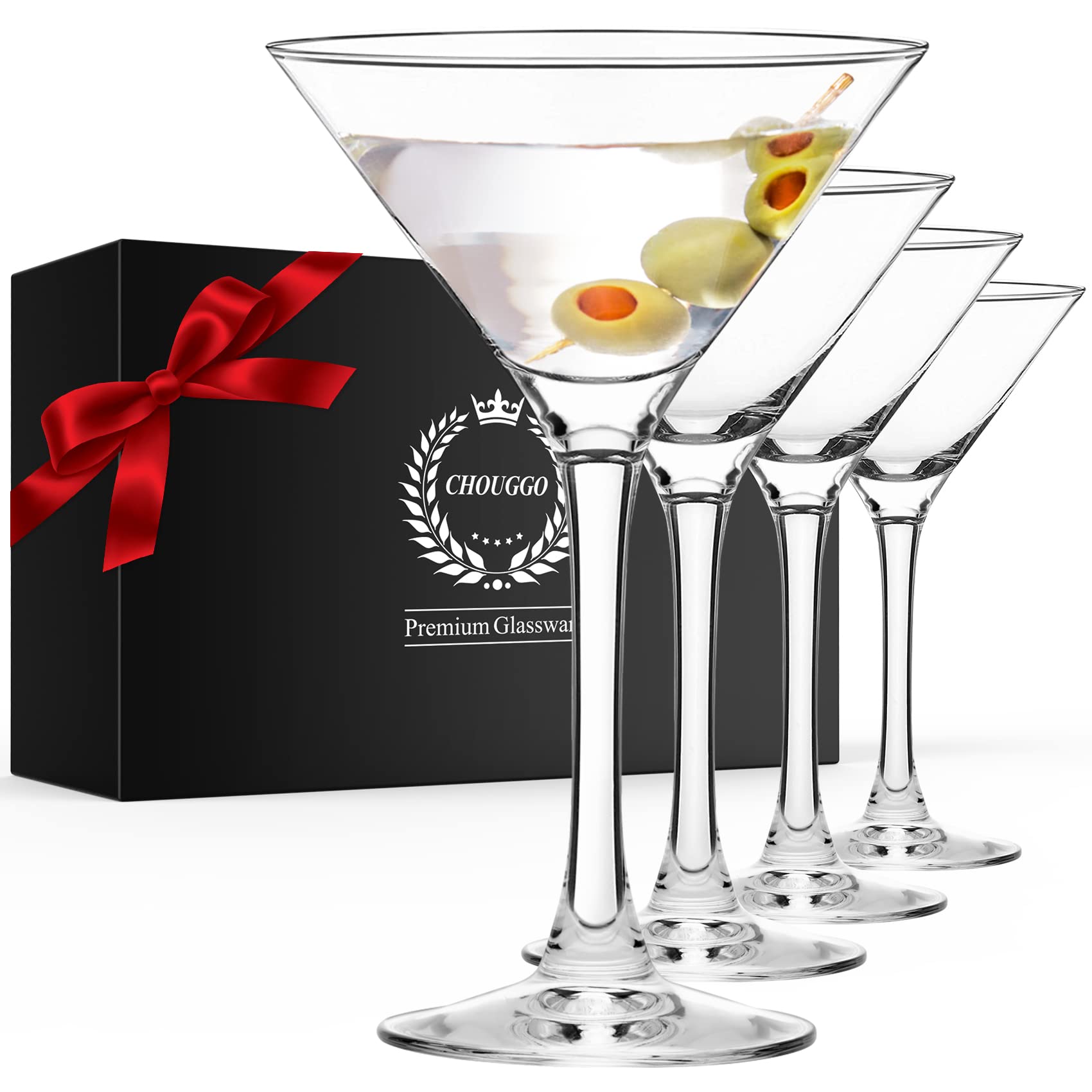 Chouggo martini glasses set of 4, elegant crystal for refined home bar entertaining.
