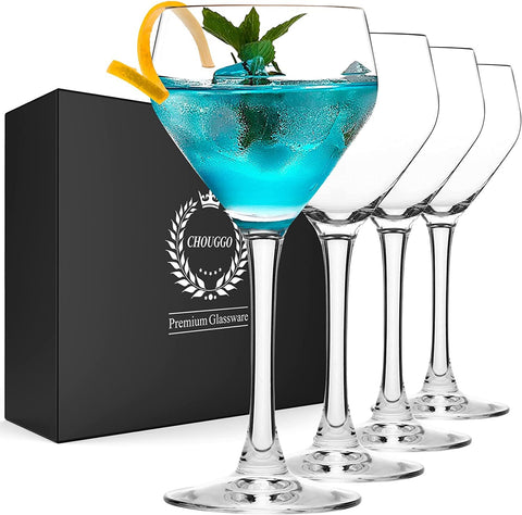 Chouggo Nick & Nora glasses set of 4, elegant lead-free crystal for refined cocktails.