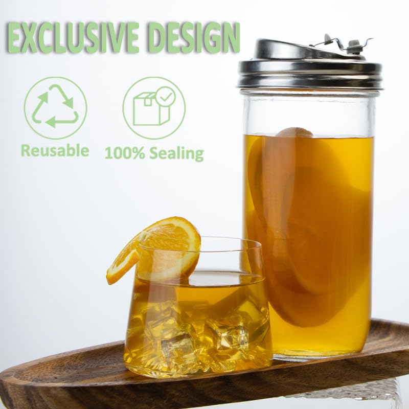 CHOULULUED pour spout lid transforming a jar into a handy drink pitcher.