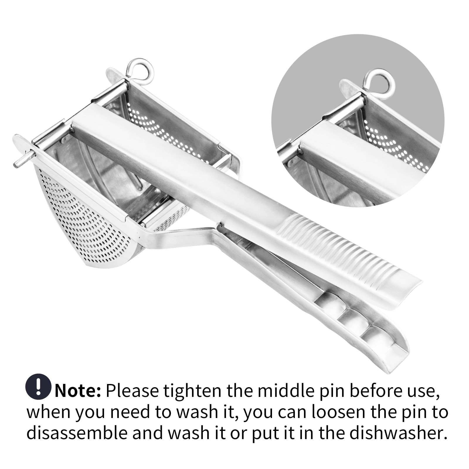 Choxila heavy-duty stainless steel ricer stands up to daily use.
