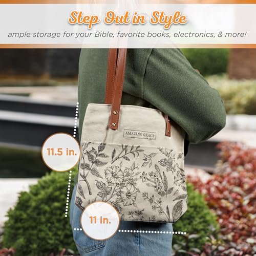 Christian Art Gifts Amazing Grace tote design with pocket for essentials