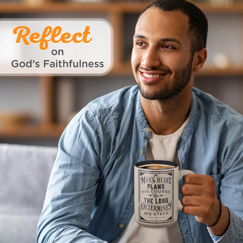 Christian Art Gifts Black interior mug ready for hot beverages and reflection.