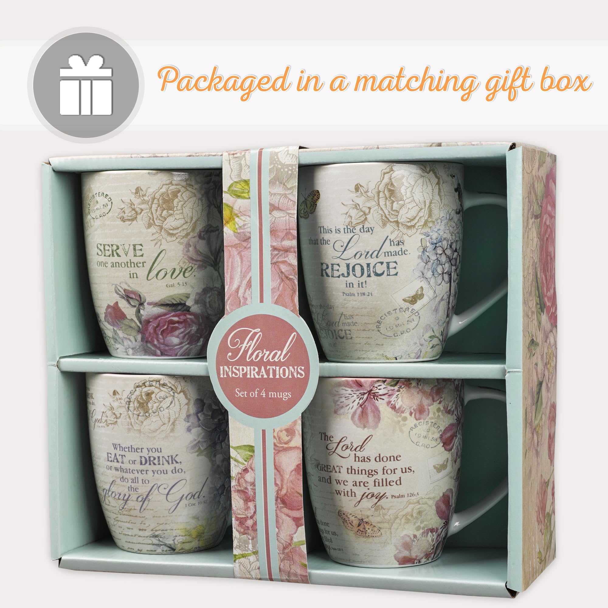 Christian Art Gifts butterfly and stamp design mug for vintage charm