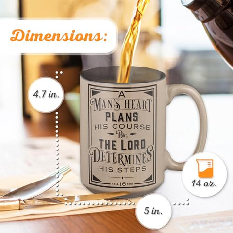 Christian Art Gifts Cafe au Lait mug exterior gloss highlighting verse design.