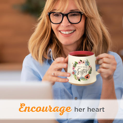 Christian Art Gifts Floral Pink Mug, interior close-up, adds faith-filled charm to daily tea rituals.