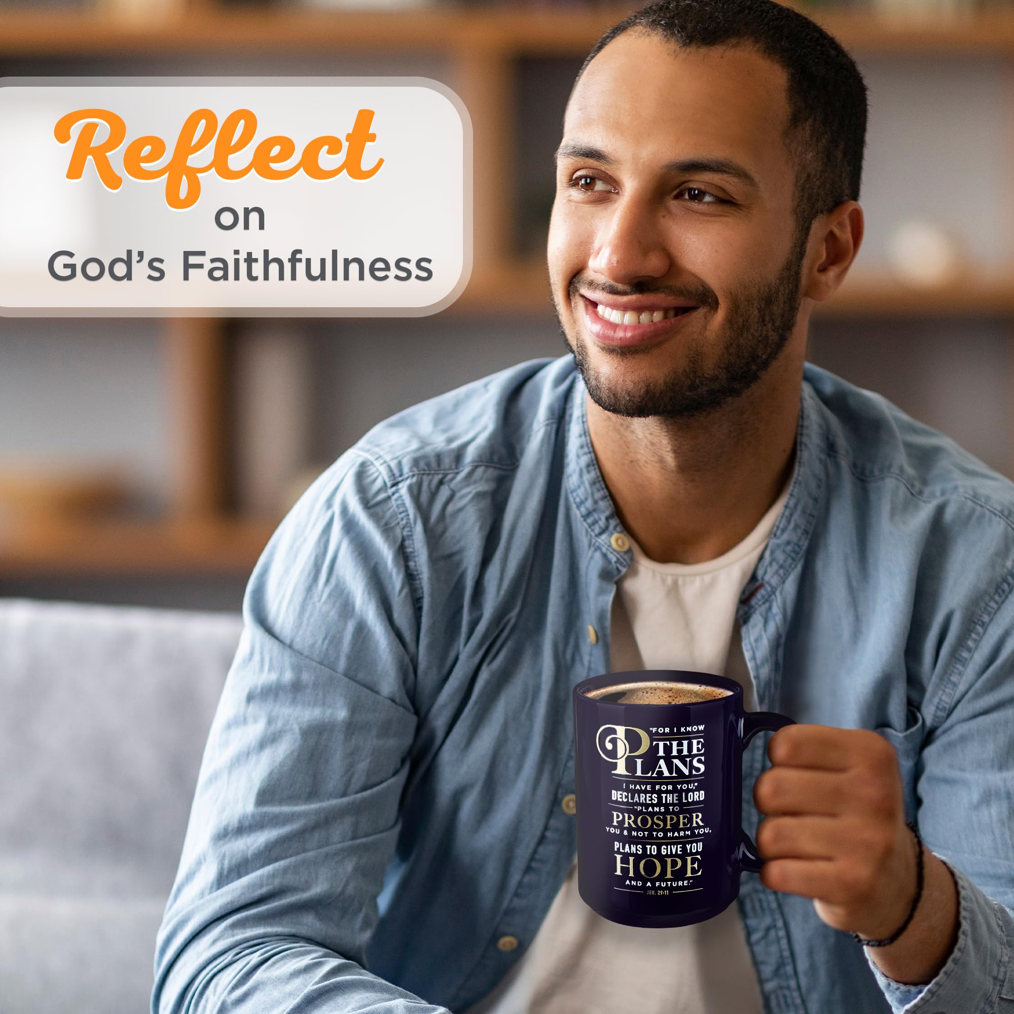 Christian Art Gifts high-gloss navy mug interior for daily coffee rituals