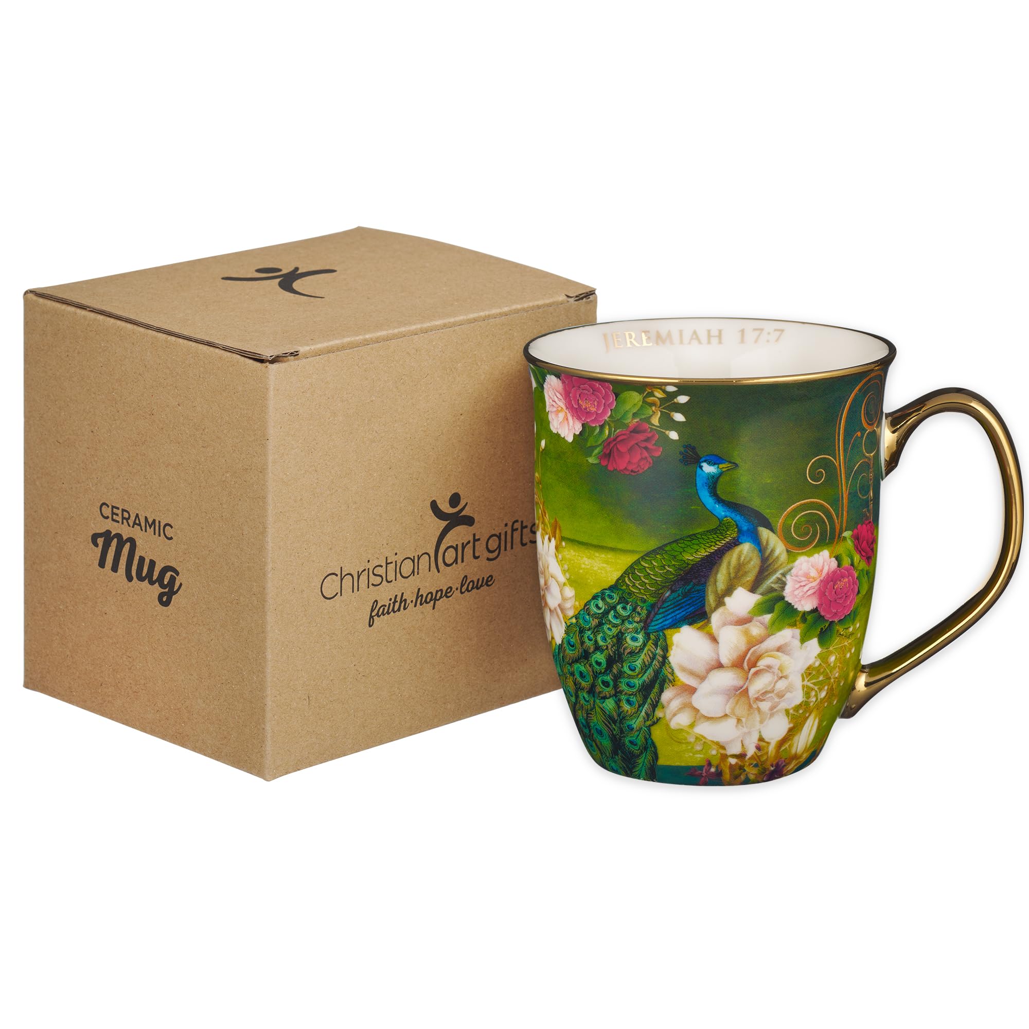 Christian Art Gifts interior white glaze keeps drinks pure and mugs easy to clean.