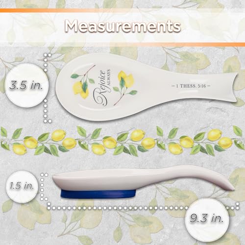 Christian Art Gifts lemon-pattern ceramic rest adds bright kitchen decor